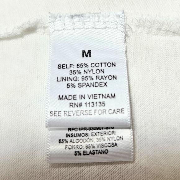 Leo & Nicole Ivory Lace Overlay Scoop Neck Short Sleeve Jersey Knit Top Womens M - Picture 5 of 7